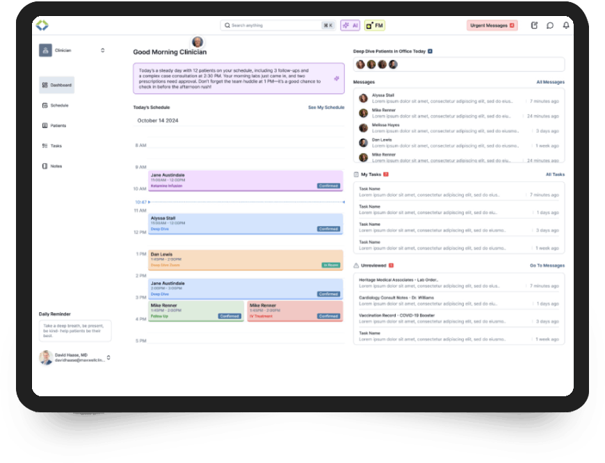 The same clinical view in EverBetter, organized around the patient